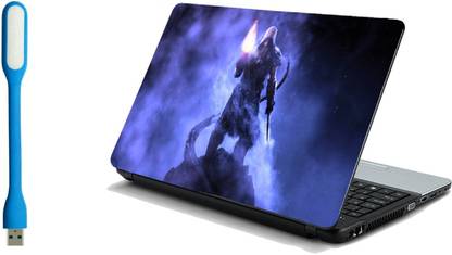 Namo Art Skyrim Laptop Skin Stickers with USB LED Light for HP-Dell-Lenovo-Acer-Asus 15.6 Inch Laptops || Notebooks Combo Set