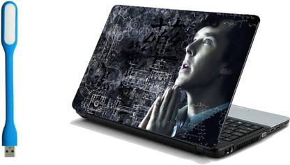 Namo Art Sherlock Equations Laptop Skin Stickers with USB LED Light for HP-Dell-Lenovo-Acer-Asus 15.6 Inch Laptops || Notebooks Combo Set