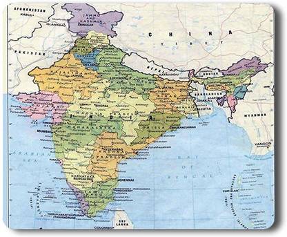 Yellow Alley Designer India Map Mouse Pad|India Map Print Rubber Base Non-Slippery Mouse Pad for Computer | Abstract Designs,Colorfull,Friendly for all types of Mouse Pad Non Slip Base Mousepad