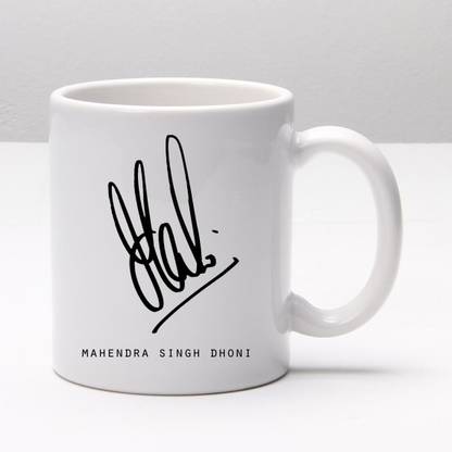JAIPURART Official Mahendra Singh Dhoni Signature Ceramic Coffee Mug