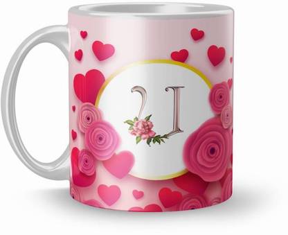 MM9E Letter U Alphabet Best Gift for Friends Who's Name Start With U , Special Birthday Gift for Girlfriend ,BoyFriend with Glossy Finish with Vibrant Print Ceramic Coffee (11oz) 330ml Ceramic Coffee Mug