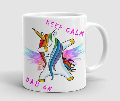 GooGlu Keep Calm Dab On, Dabbing Unicorn Ceramic Coffee Mug
