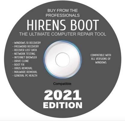 COMPATIBLE Hiren's Boot CD DVD Latest 2021 Edition PC Repair Virus Removal Clone Recovery Password Reset And More.