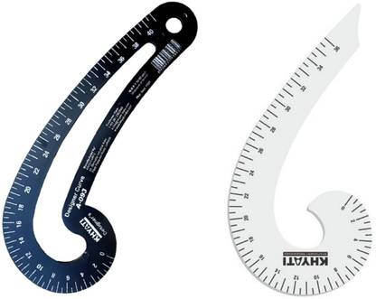 KHYATI Fashion Designing Scale- Hard Plastic Scale- Set of 2, French curve scale and designer curve ( Colar/ Armhole curve) Sewing/ Tailoring Material, Tailoring kit/ sewing kit Sewing Kit
