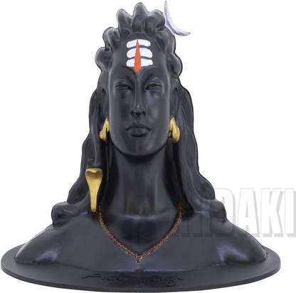 ARDAKI Shiva Statue for Car Dashboard Accessories, Pooja & Gift, Mahadev Murti Idol Figurine Showpiece Sculpture, Shankara for Home & Office Decore, Matte Black With White & Orange Tilak |16.5 cm x 11 cm x 12 cm | Plastic Fiber | Made in India By Ardaki Decorative Showpiece  -  12 cm