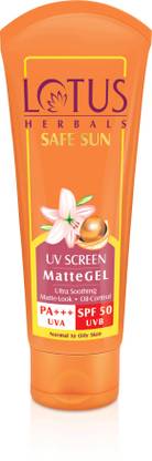 LOTUS HERBALS Sunscreen - SPF 50 PA+++ herbals Pa+++ Uva Spf 50 Uvb Matte Gel 50 g