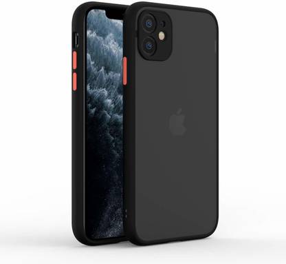 FlareHUB Back Cover for Apple iPhone 12 Mini Color Button Smoke Back Hard PC Phone Case (With Red Button Grip)