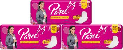 Paree Soft & Rash Free Sanitary Pads For Heavy Flow 18 Pads- Regular Sanitary Pad (Pack of 3) Sanitary Pad