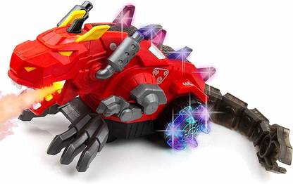 Plutofit Mechanical Spray Dragon Toy for Kids - Walking Dragon Spray Mist with Red Light,