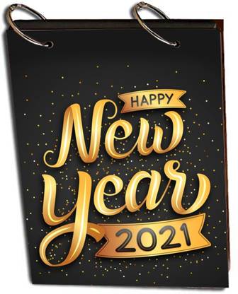 paper pebbles Happy New year 2021 Everyone Black Background Pattern Scrap Book Size 8.5x6 inch 20 Pages Album