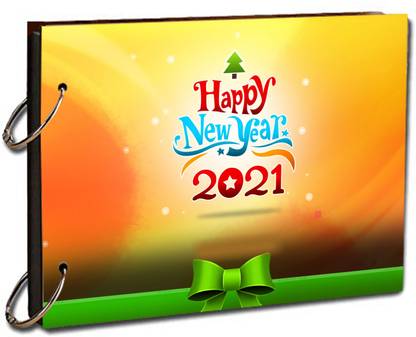 paper pebbles Happy New Year 2021 Rangoli Background Pattern Scrap Book Size 8.5x6 inch 20 Pages Album