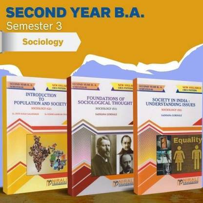 {Set of 3 Books} BA (Arts) Sociology - Second Year (SY) Semester 3 - SPPU (Pune University) 2020 Syllabus [Introduction to Population and Society (G2) , Foundations of Sociological Thought (S1), Society in India : Understanding Issues (S2)]
