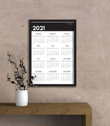 Hombao Minimal 2021 Calendar with Wooden Frame 2021 Wall Calendar