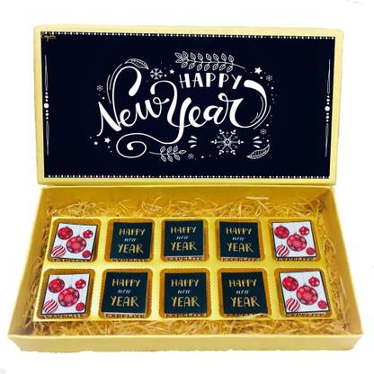 Expelite Happy New Year Chocolate Gift Box - 10 Piece Near Year Gift For Family Bars