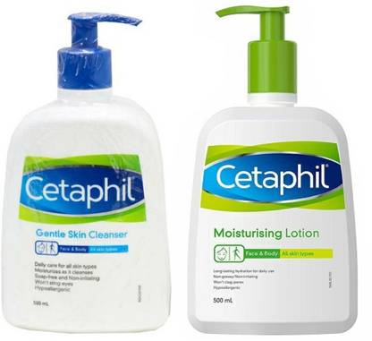 Cetaphil Moisturizing Lotion 500ml & Gentle Skin Cleanser 500ml (Combo of 2)