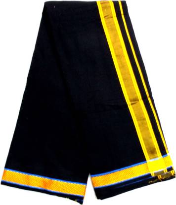 KRISHNA BHAKTI STORE DHOTI CHADAR SET BLACK COLOR Men Dhoti