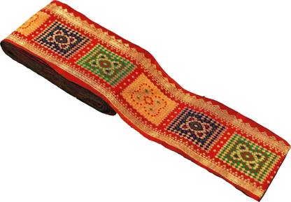 RESWART RE-57 Saree Lace Border Machine Work Multi Color Square Design 9 Miter Lace Reel