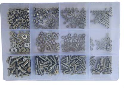 GSK Cut Nut & Bolt Set SS 202 Allen CSK Bolt Size M3/M4/ M5/M6 X 20mm Length Bolt with Nut, Washer & Allen Key Set of 604 pcs Kit