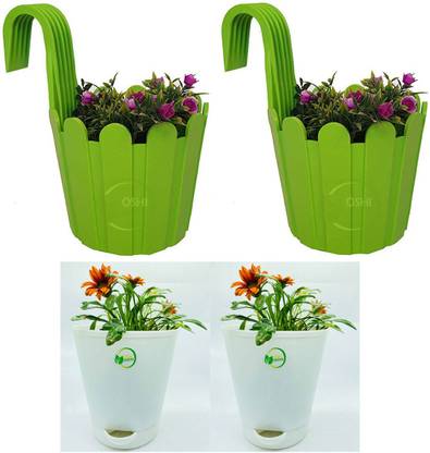 Oshi Greens Fence-hook_pot_self watering-titan Plant Container Set