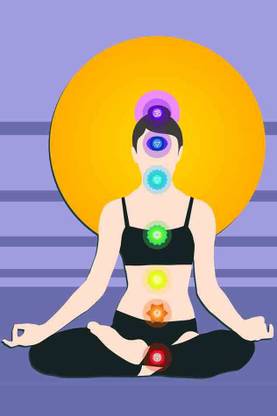 Yoga Position With The Symbols of Seven Chakras Waterproof Vinyl Sticker Poster || can2162-3 Fine Art Print