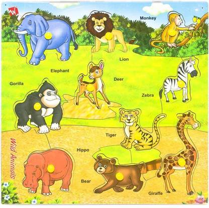 Toyvala Wild Animal Wooden Jigsaw Puzzle Board