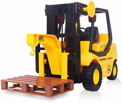 Kaizen Enterprises Friction Powered Forklift Truck Toy 1:16 Scale Smart City Fork Lift Truck with Light & Sound Effects with Manual Lift Control (Colour May Vary)