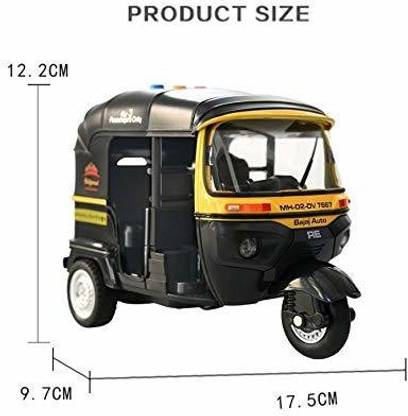 ilaviz Big Size Auto Rickshaw Toy with Light, Sound and Friction Powered Wheel Toy for Kids