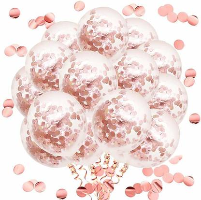 SV ट्रेडर्स सॉलिड 25 Pcs Rose Gold Pre Filled Confetti Balloons for Birthday / Anniversary / Bridal Shower / Baby Shower Decoration गुब्बारा