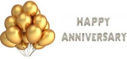 Prihit Combo Pack Mettalic Golden Party Balloons Pack of 25 + HAPPY ANNIVERSARY