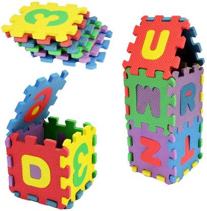 Saunidh children Mat EVA Foam Alphabet Letters(A to Z) Numbers(0 to 1) Floor Soft Baby Mat 3d puzzle Kids Educational toys 36 pcs Educational Learning Toy