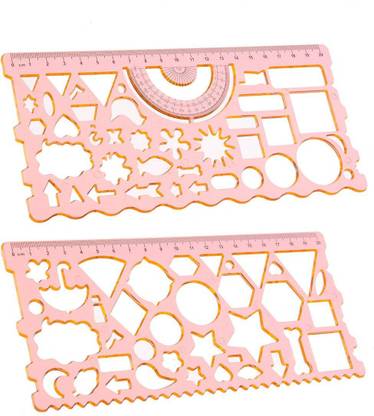 PMW 2 Stencils - Spirograph - 2Pcs - 20cm Geometric Figure Protractor Symbols Drawing Template Ruler Set Student Drafting Stencil Drafting Kit