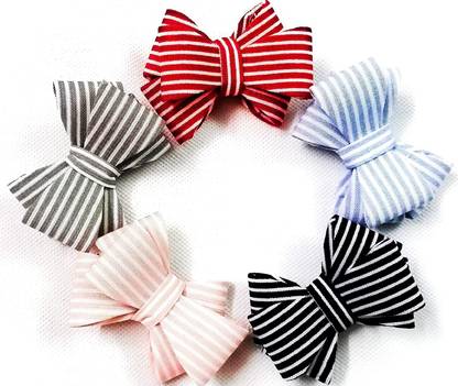 ONLINE JUNCTION OJ Waves Bow Hair Clips for Girls.Multicolor Stripes Hair Pins for Kids Women(Combo of 5pc ) Random Color & Design Given Hair Clip