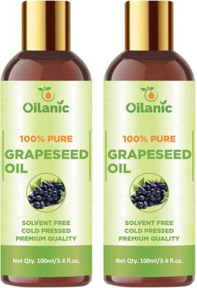 Oilanic Premium Grapeseed Oil Combo pack of 2 bottles of 100 ml(200 ml)