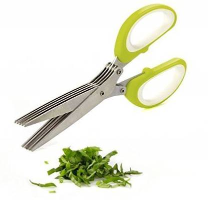 Diffuses 5 Layer Multi-function Stainless Steel Kitchen Knife Multi-layer Scissors Spices Scissors Multifunctional Kitchen Scissor ( Color May Vary ) Stainless Steel Herbs Scissor