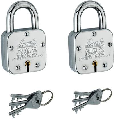 Link ATOOT 70 MM - 9 BRASS LVR DOUBLE LOCKING PADLOCK (PACK OF 2) Padlock