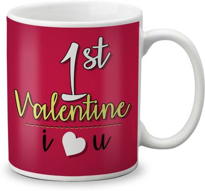 LOF Happy 1st First Valentine's Day Gift For Love My Life Special Girlfriend,Boyfriend,Wife,Husband Cute and Beautiful Best Love Qutation 001 Ceramic Coffee Mug