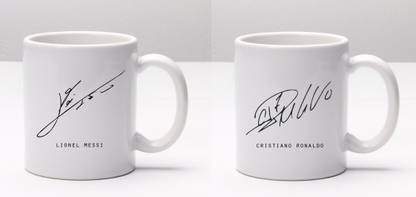 JAIPURART Cristiano Ronaldo - Lionel Messi Autograph/Signature Ceramic Coffee Mug