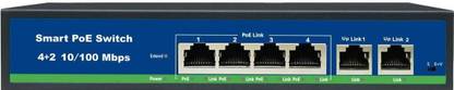 G-vision POE SWITCH 4 PoE Ports + 2 Uplink, Support VLAN and 250m Extend Distance, 10/100Mbps (NORMAL) 8 Ports 100 Mbps Smart Network Switch