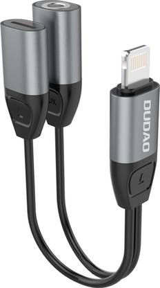 DUDAO Grey Lightning to Lightning + 3.5mm Aux Audio Splitter Convertor for iPhone Phone Converter