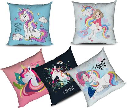 OddClick 16 X 16 Inches Cushion Cover For Living Room Cotton Toons & Characters Cushion Pack of 5