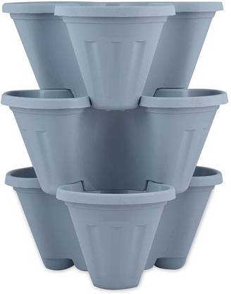 Sharpex Pots4Nature 3-Tier Stacking Planter Vertical Pots for Flowers, Veg & Herbs, Grey Plant Container Set