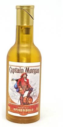 Point Zero Premium Essential Refillable Original Captain Morgan Whiskey Bottle Design Butane Gas Windproof Flame Pocket Lighter