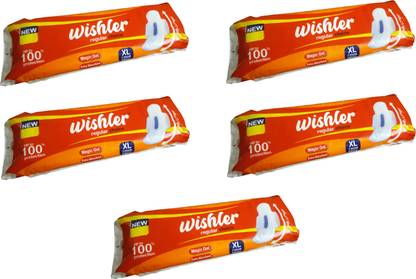 Wishler Regular Choice Magic Gel Sanitary Napkins Extra Large (7 Pads In 1 Pack) - Pack of 5 Sanitary Pad