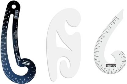 KHYATI Tailoring curve/ Tailoring Scale/ Fashion Designing Scale/ Quilting Stencil/ Plastic curve/ scale Set of 3- 1pc French curve ( 6 shape), 1 pc Designer curve, 1 pc French curve Mundha, Sewing Material, Tailoring kit/ sewing kit Sewing Kit
