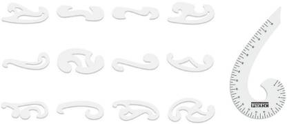 KHYATI Tailoring Scales/ curves Fashion Designing Scale- Hard Plastic Scale- Set of 13- 12 pcs of French curve without marking (12 shapes), 1 pc French curve 6 shape with marking Inking edges, Sewing Material, Tailoring kit Sewing Kit