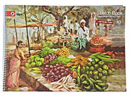 Helloperfect Horizontal A3 Size 50 Pages Sketch Art/Drawing Book with Butter Paper Sketch Pad