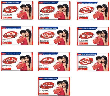 LIFEBUOY Total10 Germ Protection Bathing Soap, Protects Your Skin From Viruses & Other Harmful Germs Using Activ Silver Shield Formula