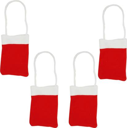 Ascension Santa Claus Sack Stocking Christmas Santa Bag Kids Christmas Gift Bags Backpack Santa Claus Potali (Small) Hanging Ornaments Pack of 4