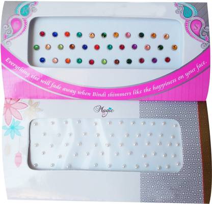 delegarde Multi color Rhinestones and faux pearl bindi forehead Multicolor Bindis
