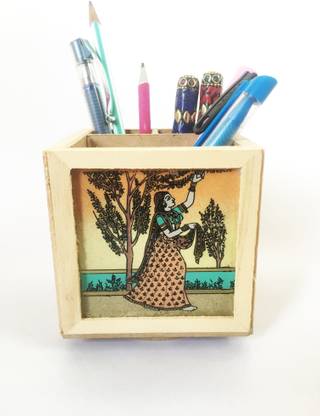 SM Creations 3 Compartments PLAYWOOD PEN HOLDER